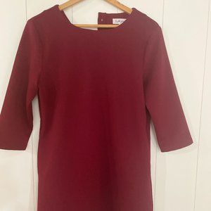Dark red dress, quality fabric, above knee length M